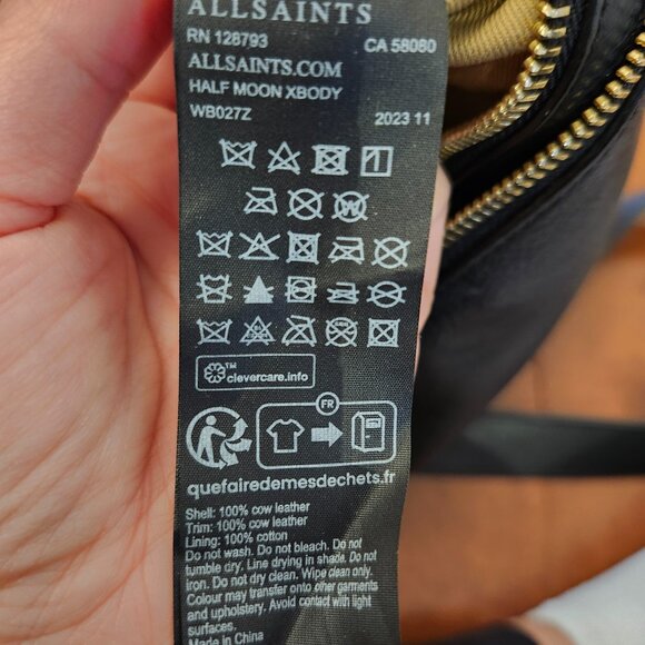 All Saints half moon black leather crossbody bag - Picture 15 of 15